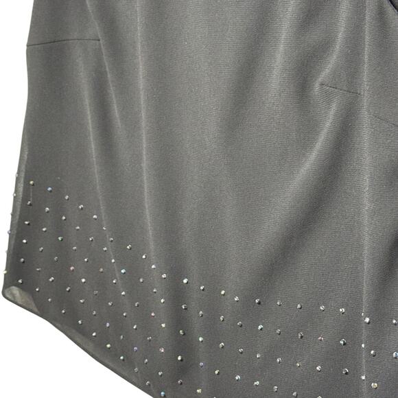 Metaphor Vintage SLeeveless Black Sheer Lined Rhinestone Blouse Women XL - Picture 5 of 6